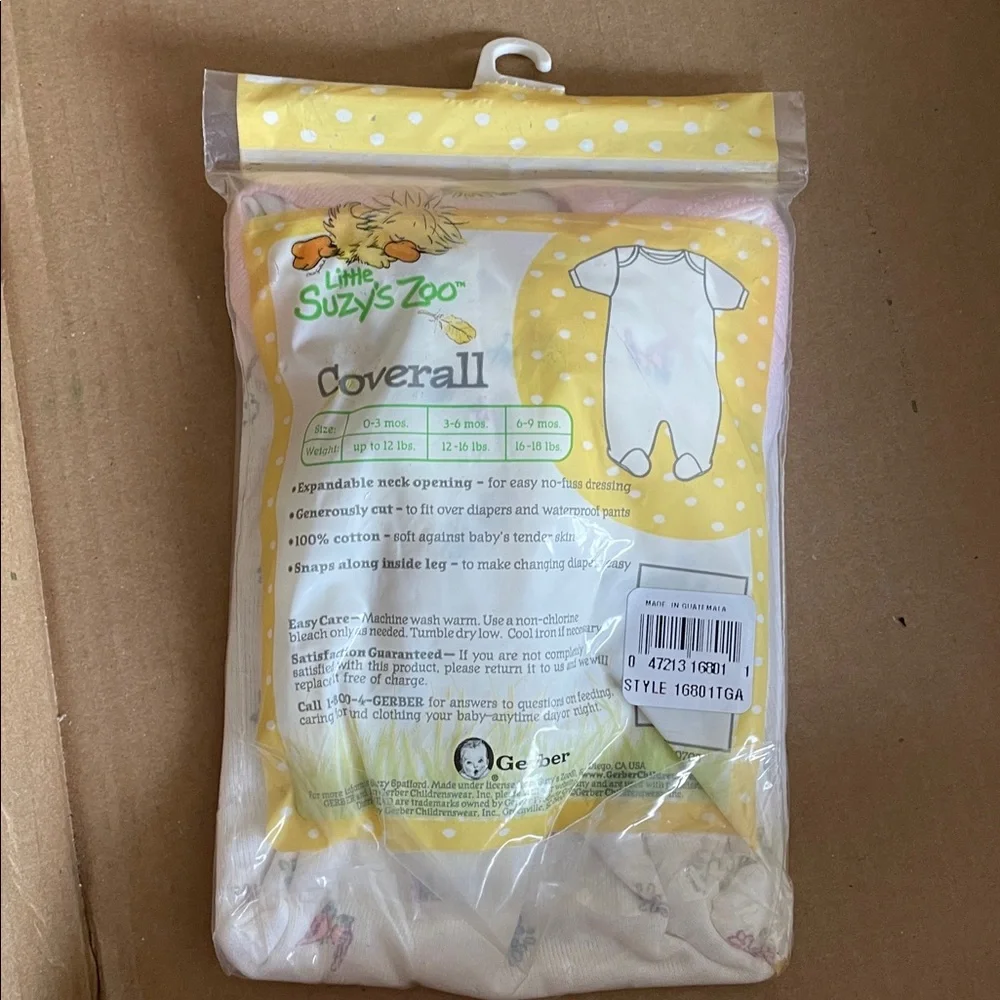 Gerber Little Suzy's Zoo Baby Coverall White w/ flowers & duck size 0-3 mo NWT - Picture 2 of 7